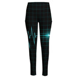 Teal Heartbeat Print High-Waisted Pocket Leggings