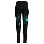 Teal Heartbeat Print High-Waisted Pocket Leggings