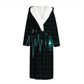Teal Heartbeat Print Hooded Bathrobe