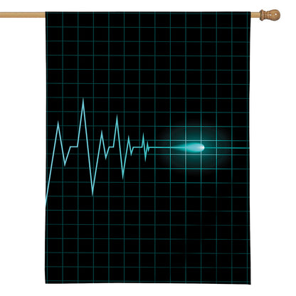 Teal Heartbeat Print House Flag