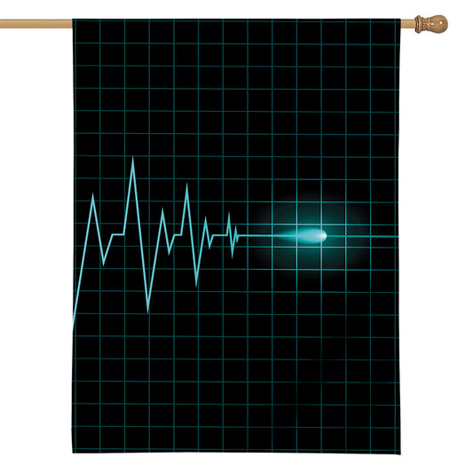 Teal Heartbeat Print House Flag