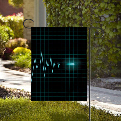 Teal Heartbeat Print House Flag