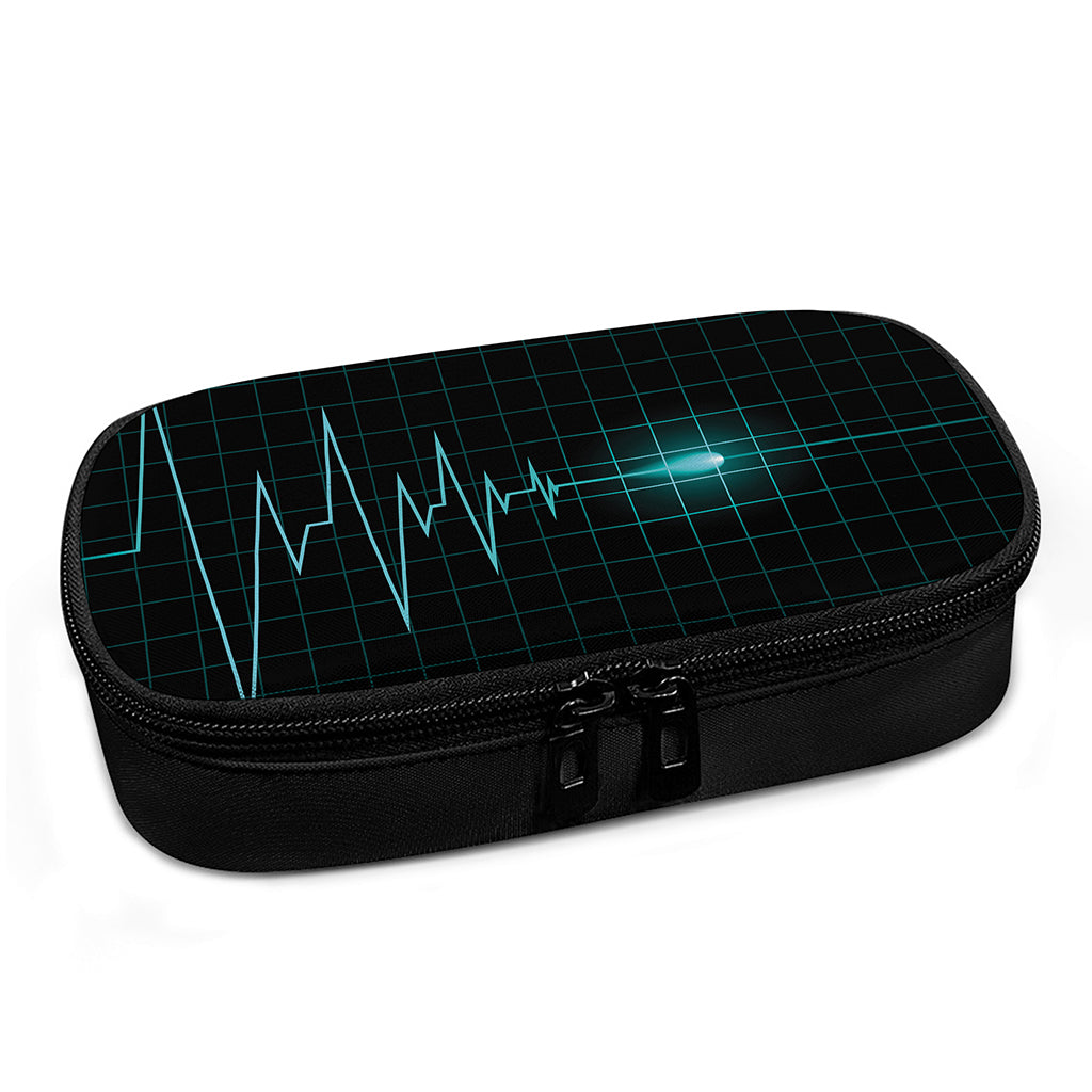 Teal Heartbeat Print Insulin Cooler Travel Case