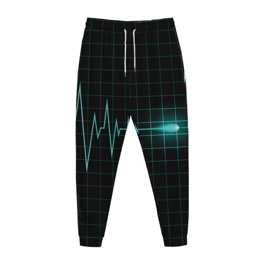 Teal Heartbeat Print Jogger Pants