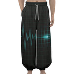 Teal Heartbeat Print Lantern Pants