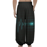 Teal Heartbeat Print Lantern Pants