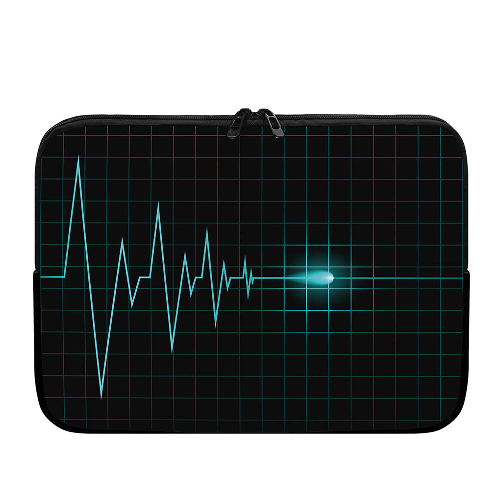 Teal Heartbeat Print Laptop Sleeve