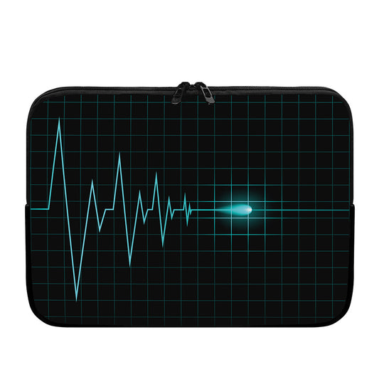 Teal Heartbeat Print Laptop Sleeve