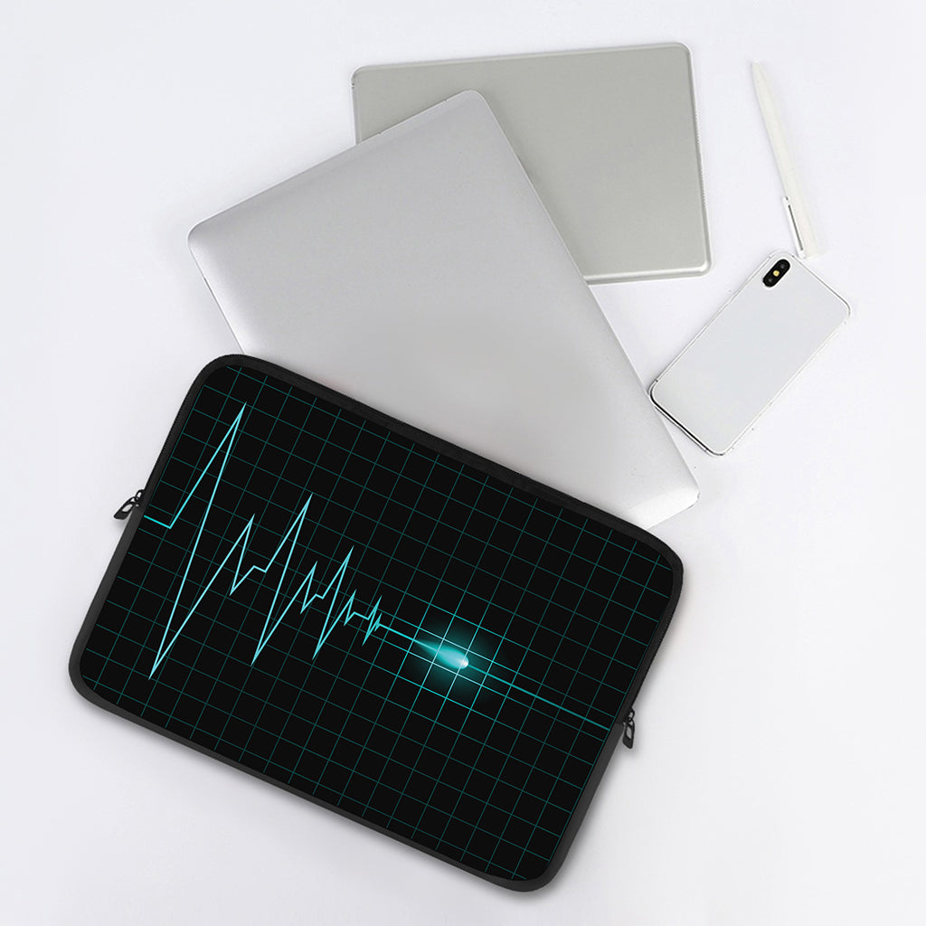 Teal Heartbeat Print Laptop Sleeve