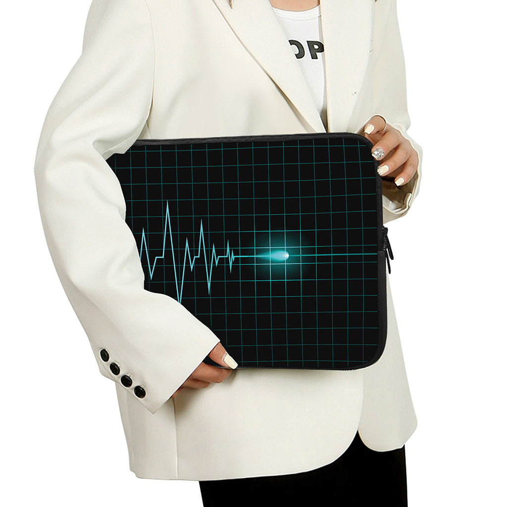 Teal Heartbeat Print Laptop Sleeve