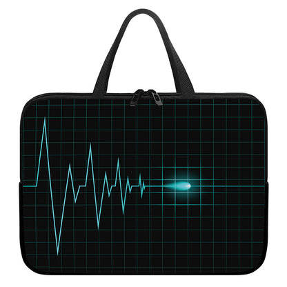 Teal Heartbeat Print Laptop Sleeve With Handle