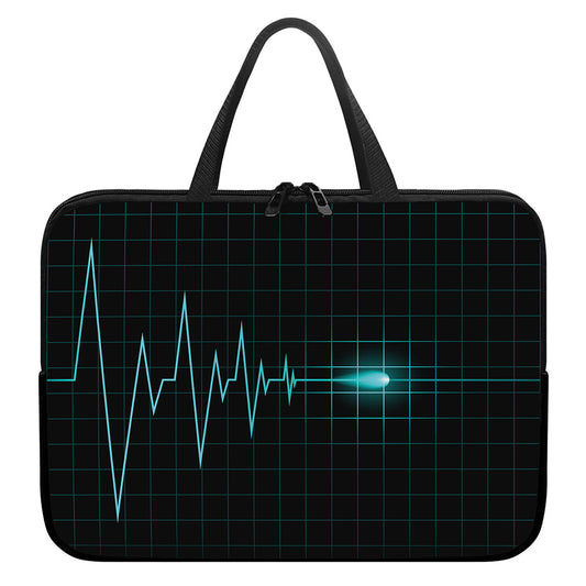 Teal Heartbeat Print Laptop Sleeve With Handle