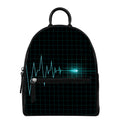 Teal Heartbeat Print Leather Backpack