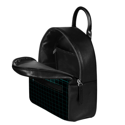 Teal Heartbeat Print Leather Backpack