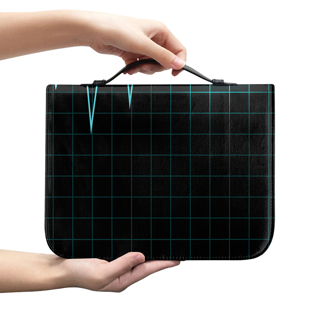 Teal Heartbeat Print Leather Bible Cover