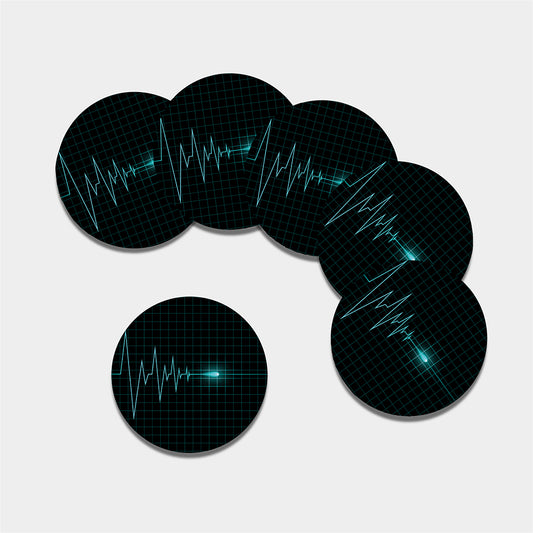 Teal Heartbeat Print Leather Coaster Set