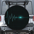 Teal Heartbeat Print Leather Spare Tire Cover
