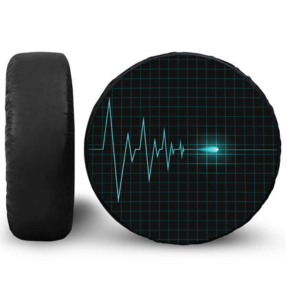 Teal Heartbeat Print Leather Spare Tire Cover