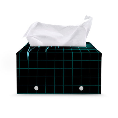 Teal Heartbeat Print Leather Tissue Box Cover