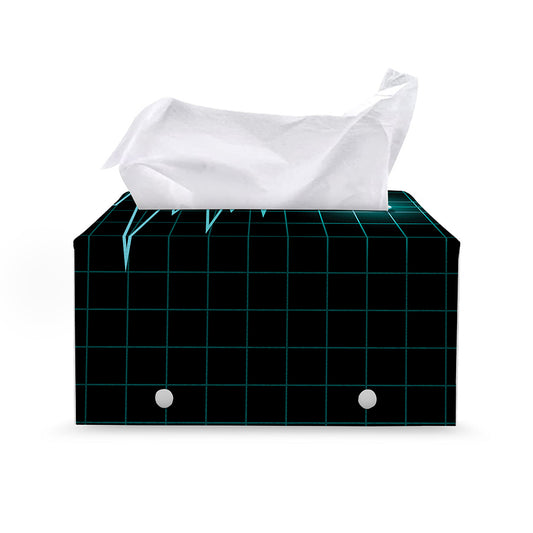 Teal Heartbeat Print Leather Tissue Box Cover