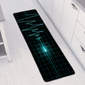 Teal Heartbeat Print Long Kitchen Mat