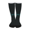 Teal Heartbeat Print Long Socks