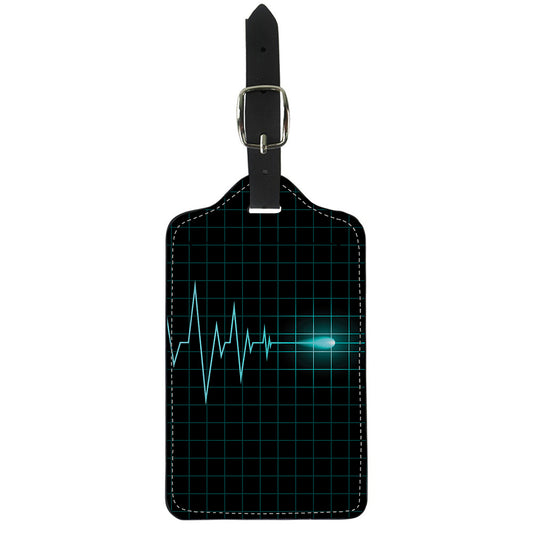 Teal Heartbeat Print Luggage Tag