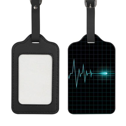 Teal Heartbeat Print Luggage Tag