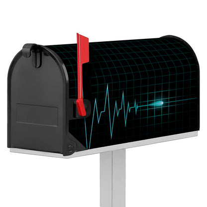 Teal Heartbeat Print Mailbox Cover