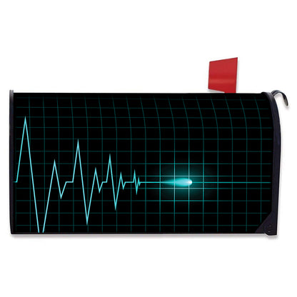 Teal Heartbeat Print Mailbox Cover