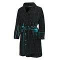Teal Heartbeat Print Men's Bathrobe