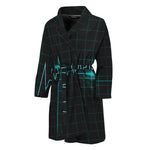 Teal Heartbeat Print Men's Bathrobe