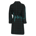 Teal Heartbeat Print Men's Bathrobe