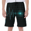 Teal Heartbeat Print Men's Beach Shorts