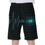 Teal Heartbeat Print Men's Beach Shorts