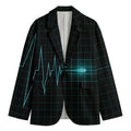 Teal Heartbeat Print Men's Blazer