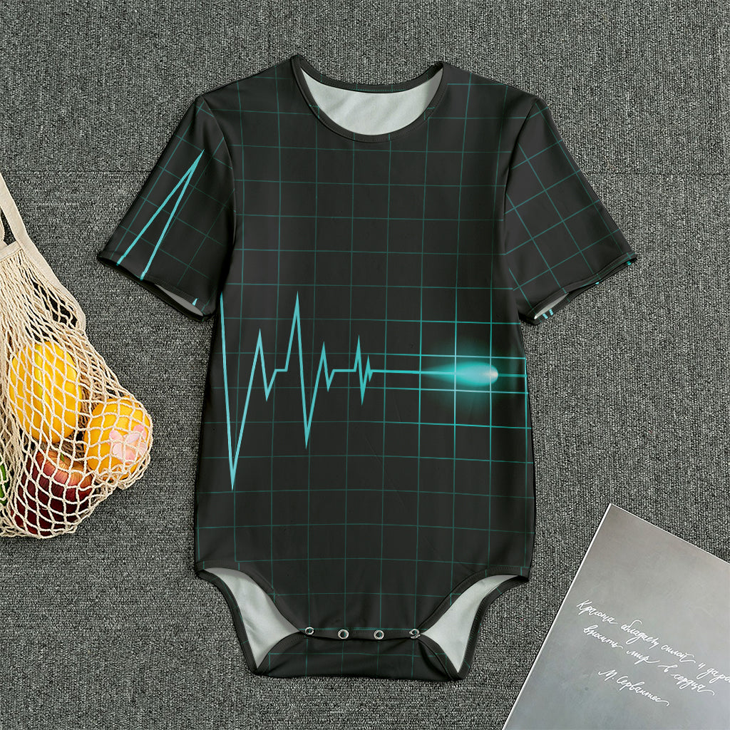 Teal Heartbeat Print Men's Bodysuit