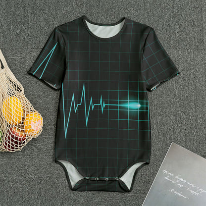 Teal Heartbeat Print Men's Bodysuit