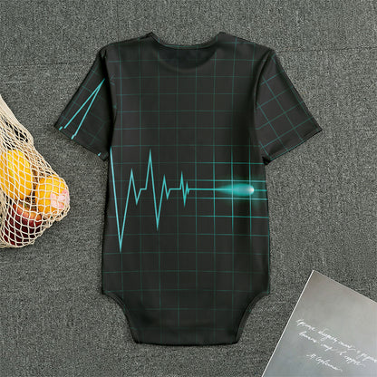 Teal Heartbeat Print Men's Bodysuit