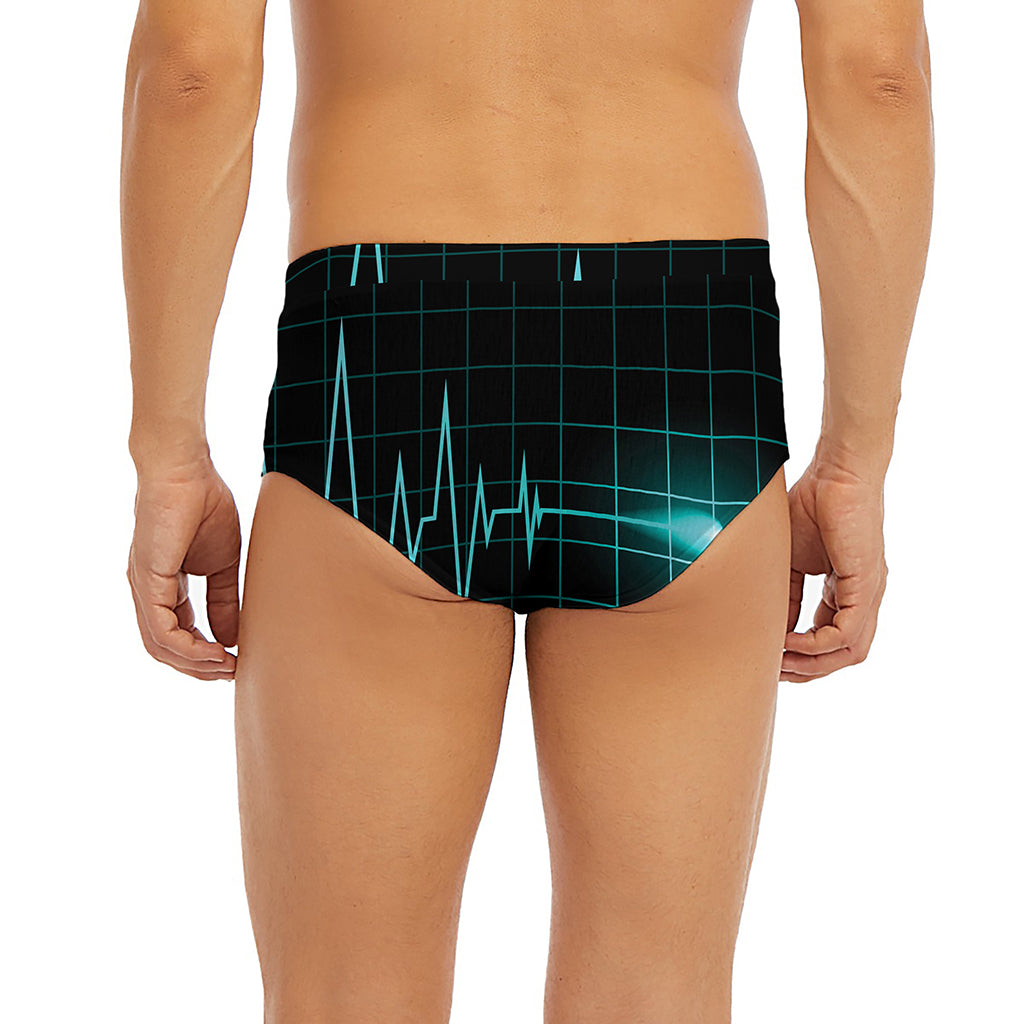 Teal Heartbeat Print Men's Briefs