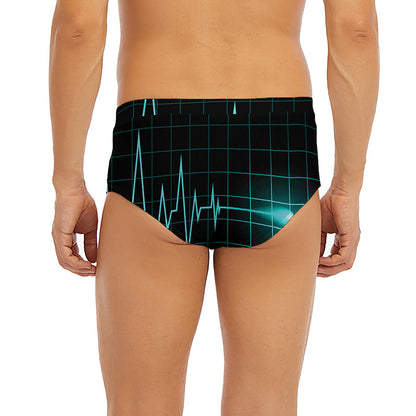 Teal Heartbeat Print Men's Briefs