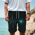 Teal Heartbeat Print Men's Cargo Shorts