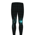 Teal Heartbeat Print Men's Leggings