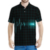 Teal Heartbeat Print Men's Polo Shirt