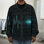 Teal Heartbeat Print Men's Shirt Jacket