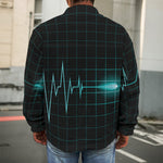 Teal Heartbeat Print Men's Shirt Jacket