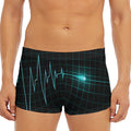Teal Heartbeat Print Men's Short Boxer Briefs