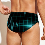 Teal Heartbeat Print Men's Swim Briefs