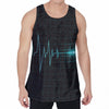 Teal Heartbeat Print Men's Velvet Tank Top