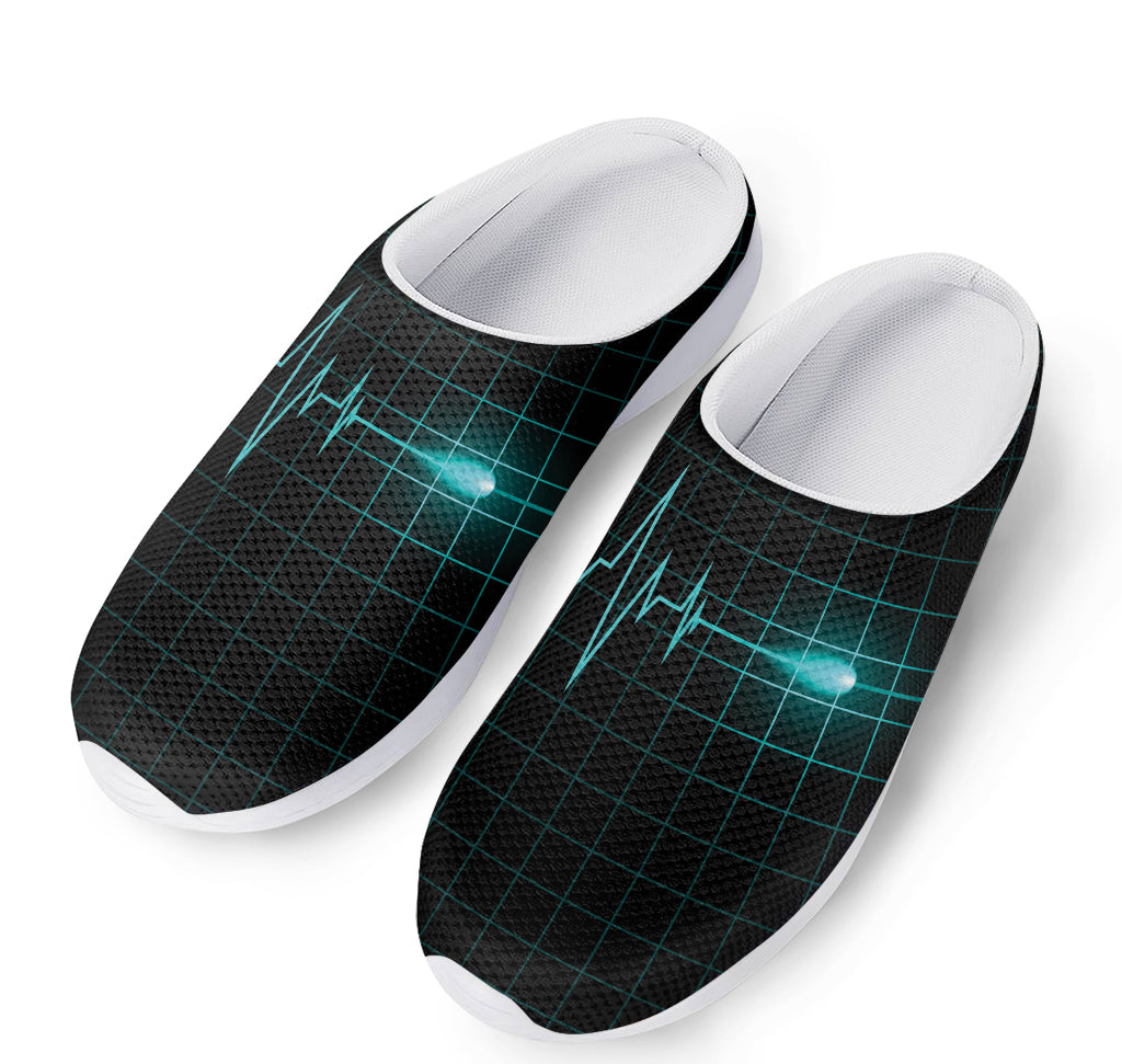 Teal Heartbeat Print Mesh Casual Shoes